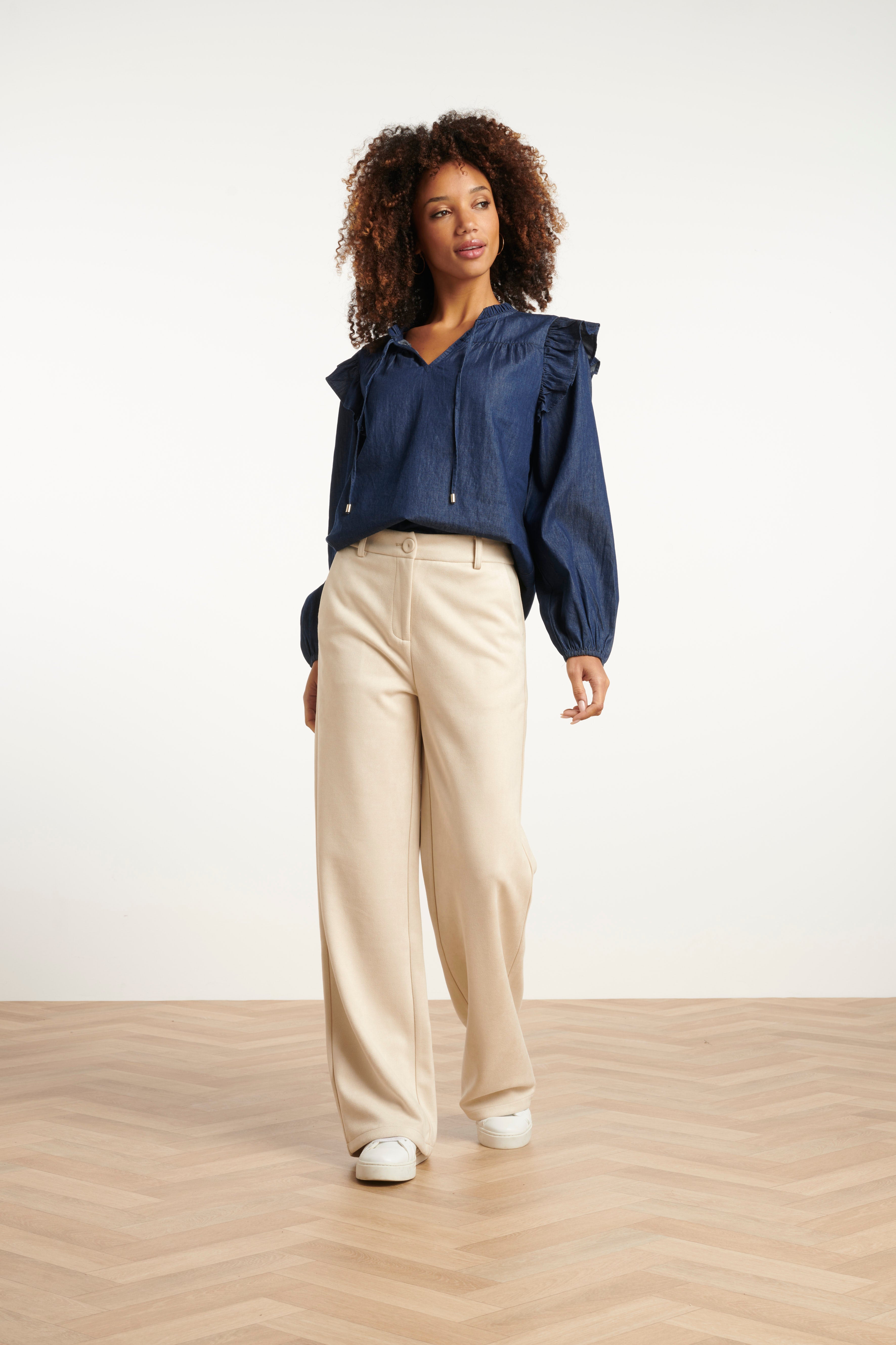 25700 Denim Top In Donkerblauw | Dark Blue Denim