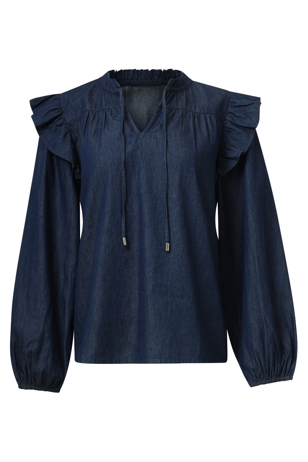 25700 Denim Top In Donkerblauw | Dark Blue Denim