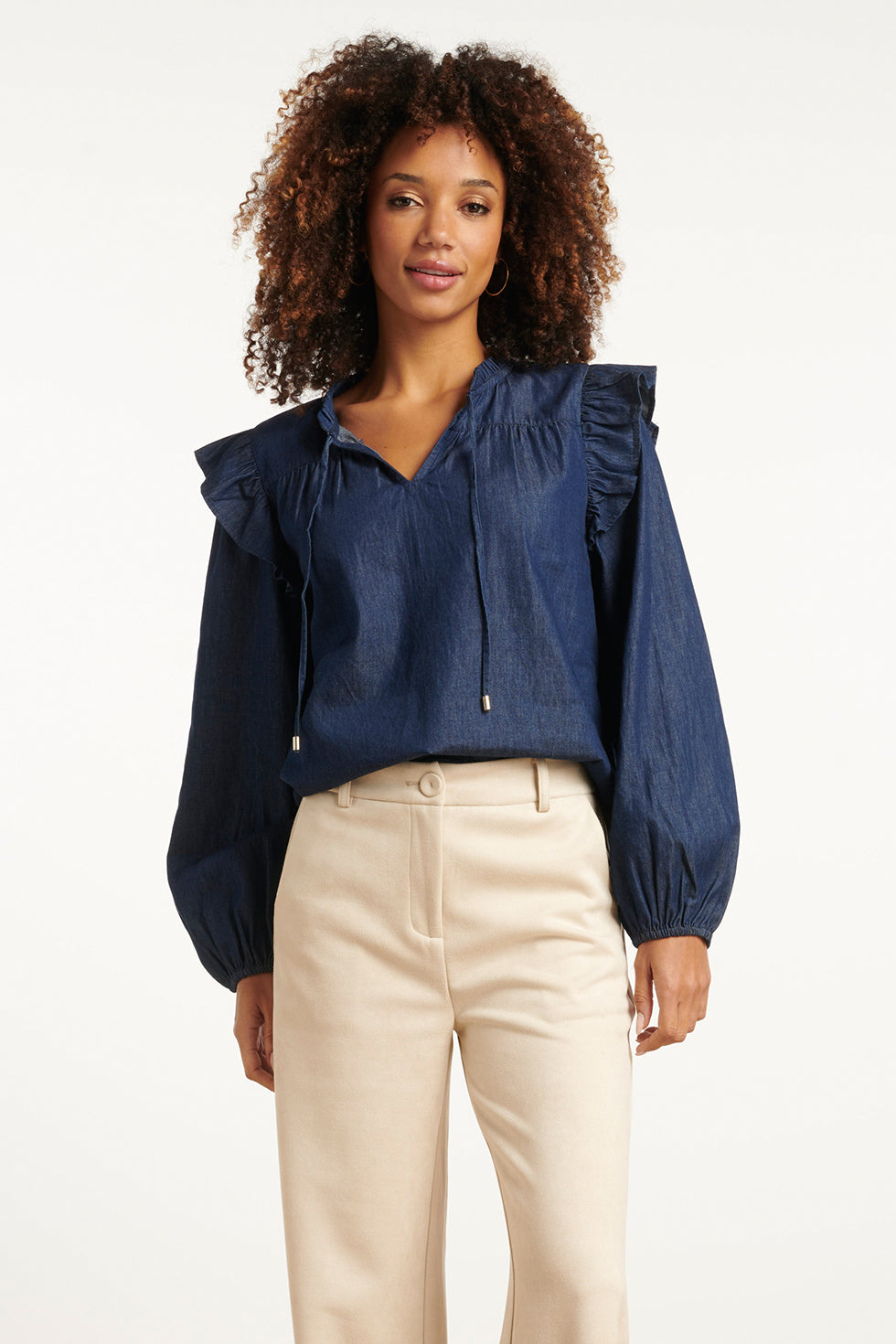 25700 Denim Top In Donkerblauw | Dark Blue Denim