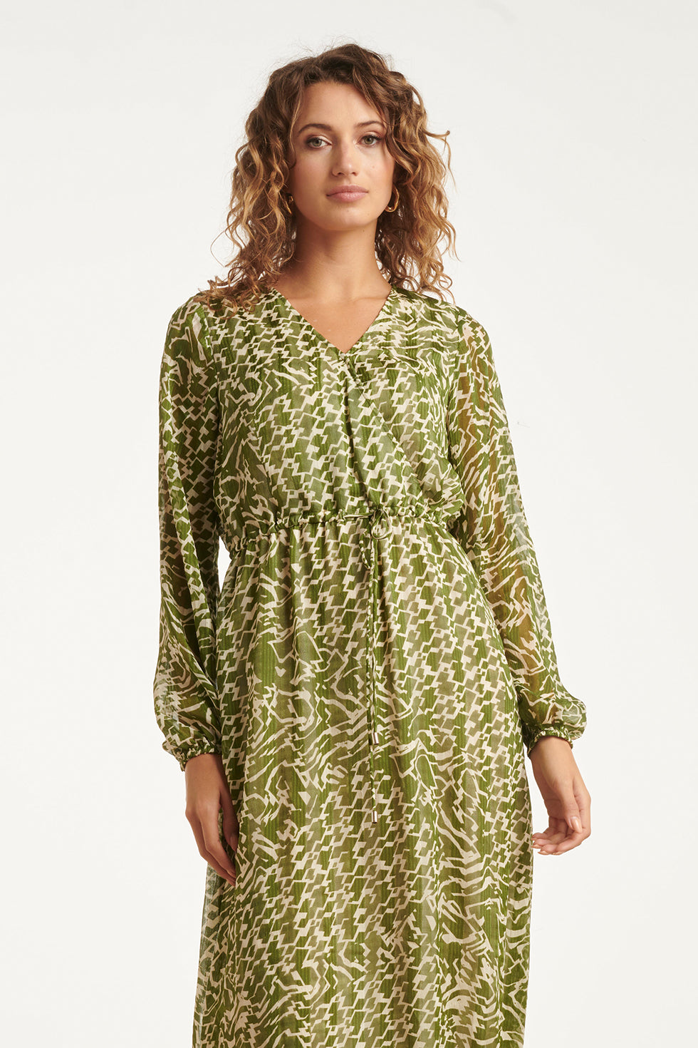 25711 Abstracte Jurk In Army En Sand | Army - Sand