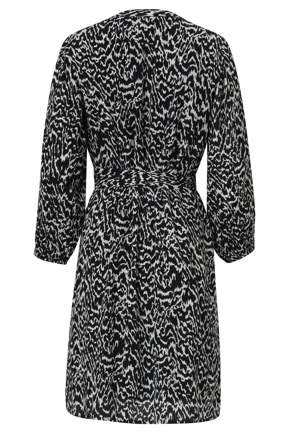 25712 Elegante Zwart En Wit Abstracte Jurk | Off White - Black