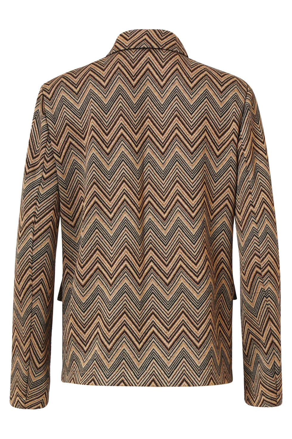 25716 Zand en Gouden Blazer met Zigzagprint | Sand - Gold