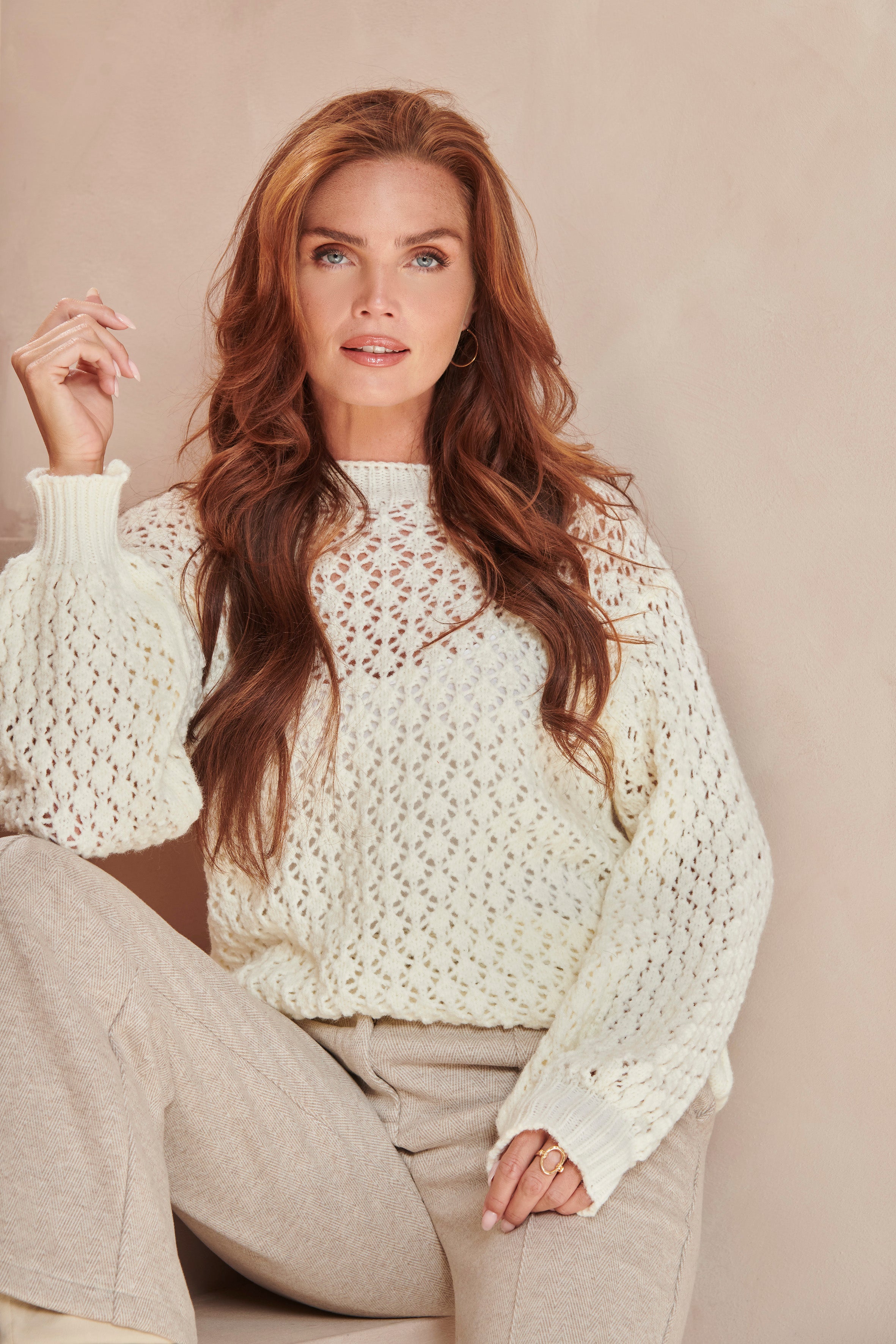 25719 Gebreide Damestop | Off White