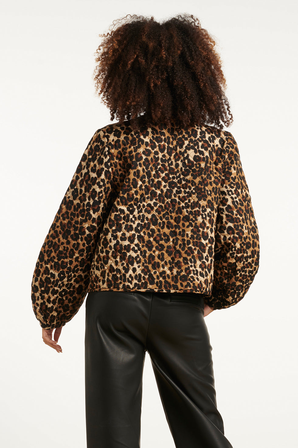 25727 Kort Zwart en Bruin Cheetah print Damesjack | Black - Brown