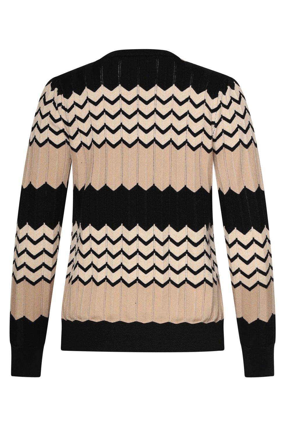 25735 – Gebreide Top Met Zigzagpatroon | Black - Muticolour