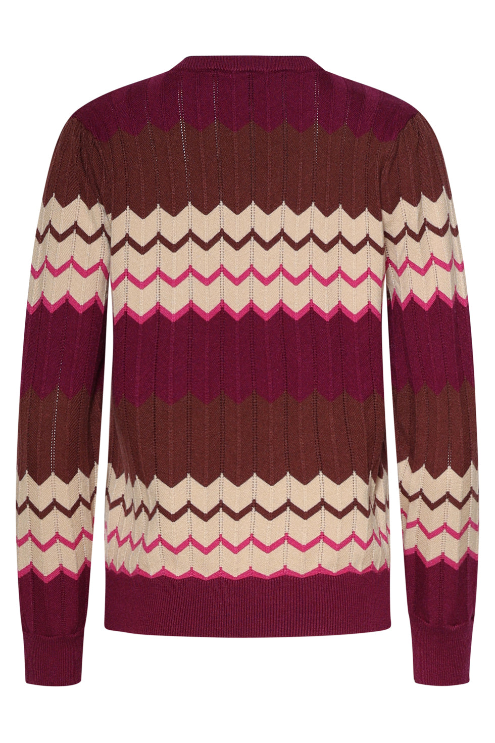 25735 – Gebreide Top Met Zigzagpatroon | Brown - Muticolour