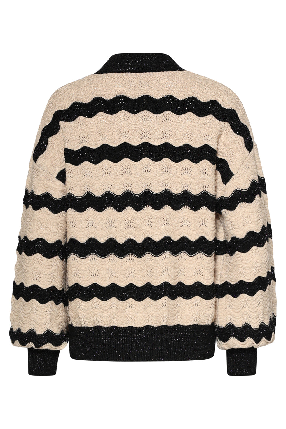 25737 – Smashed Lemon Gebreide trui met golfstructuur | Black - Sand