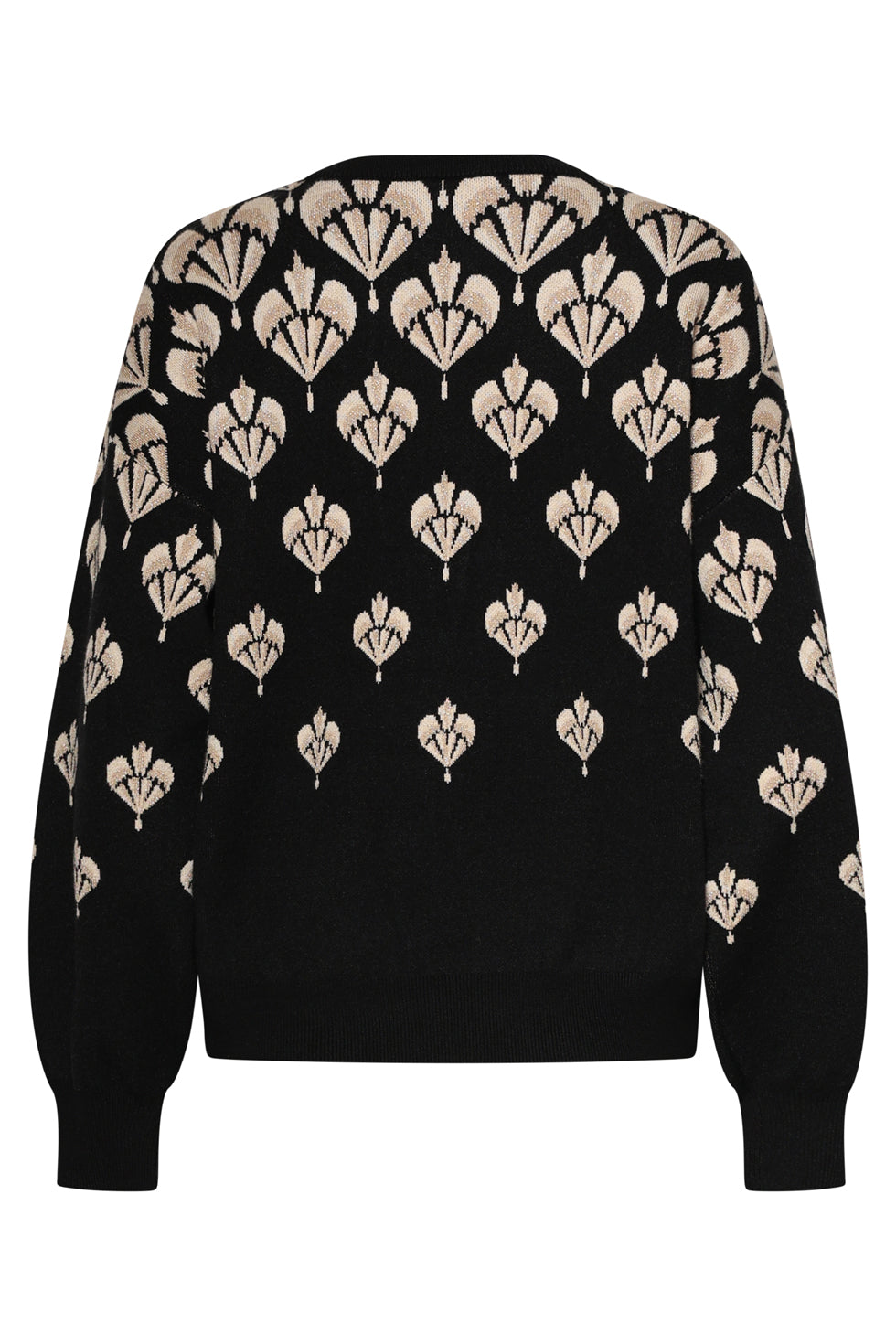 25739 – Gebreide Top Met Art-Deco Motief | Black - Sand