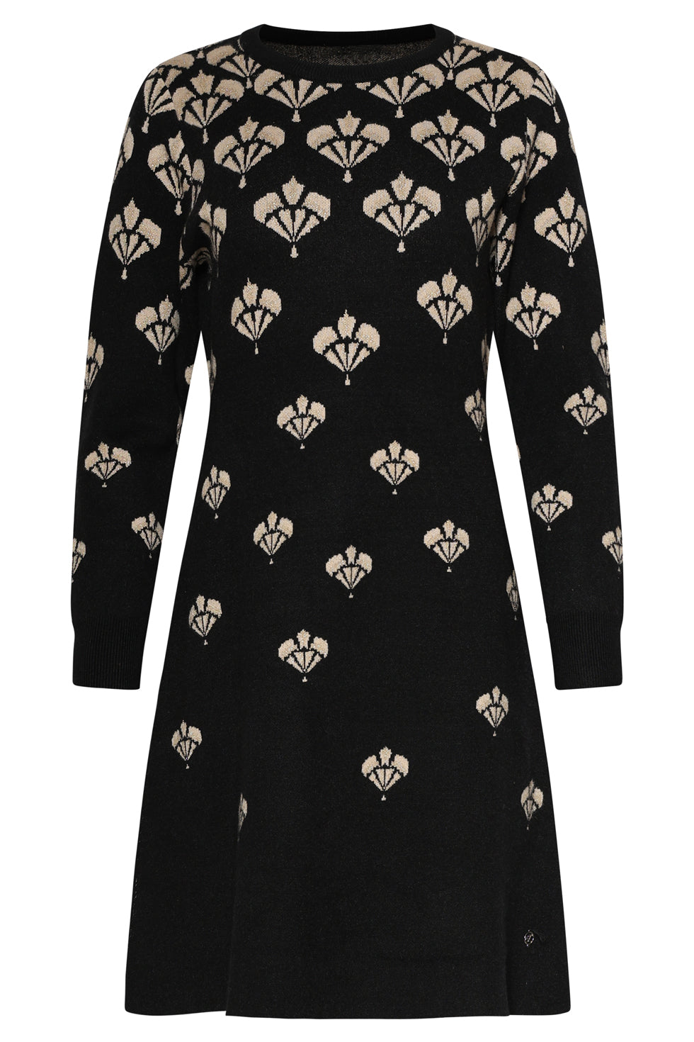 25740 – Gebreide Jurk Met Jacquardmotief | Black - Sand