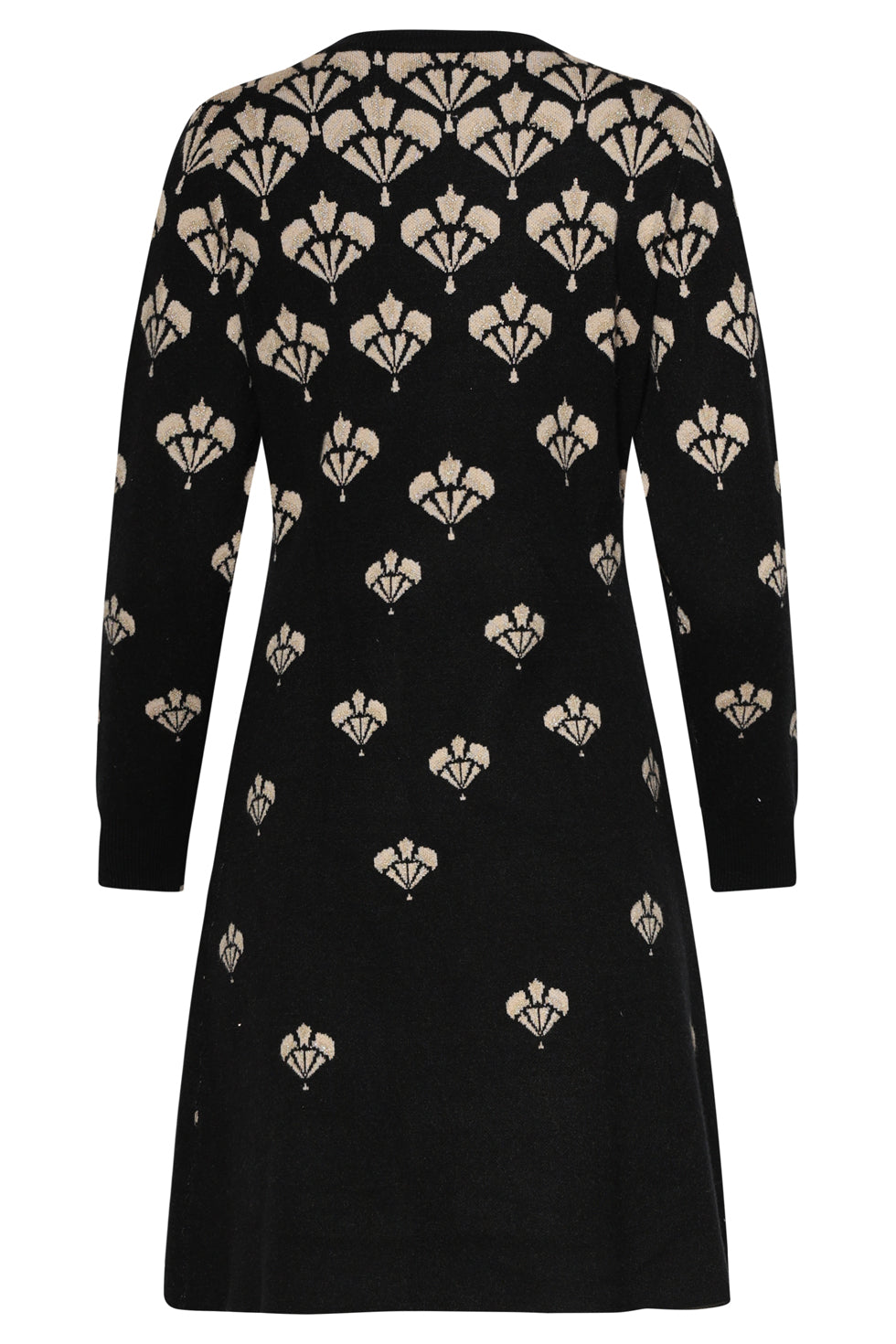 25740 – Gebreide Jurk Met Jacquardmotief | Black - Sand