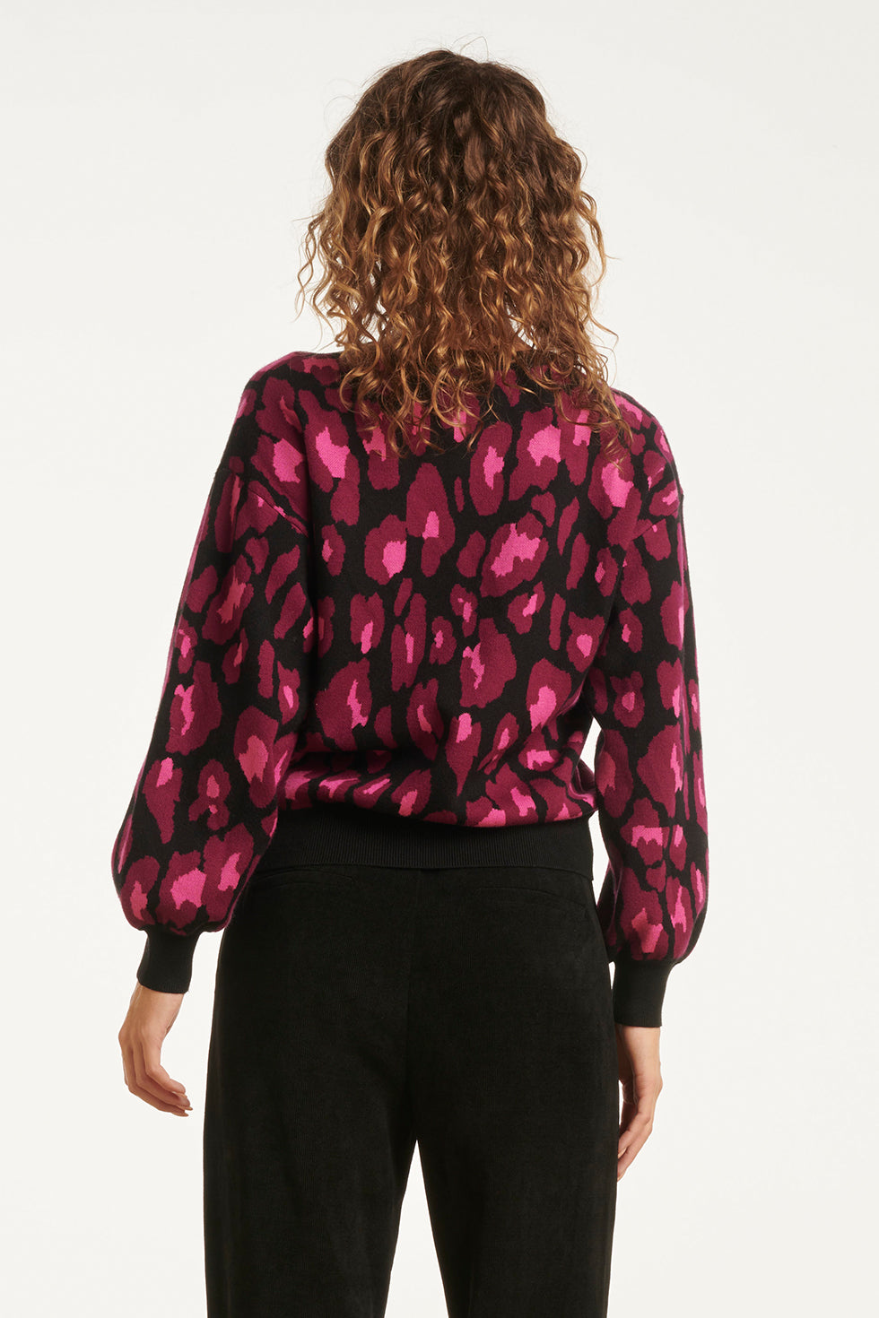 25741 – Gebreide Top Met Dierenprint | Black - Muticolour