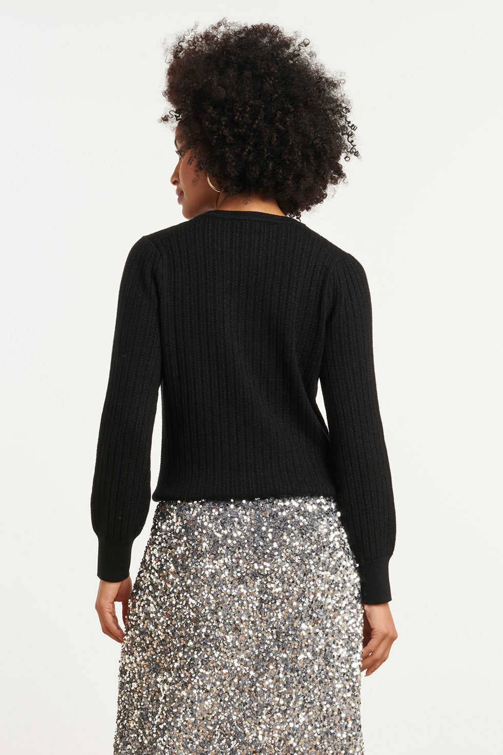 25743 – Gebreide Top Met Structuur | Black - Gold