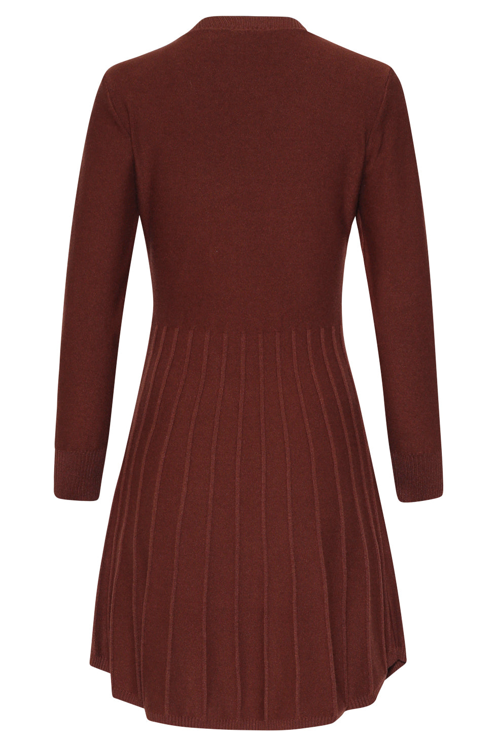 25745 – Gebreide Jurk Met Elegante Plooival | Brown