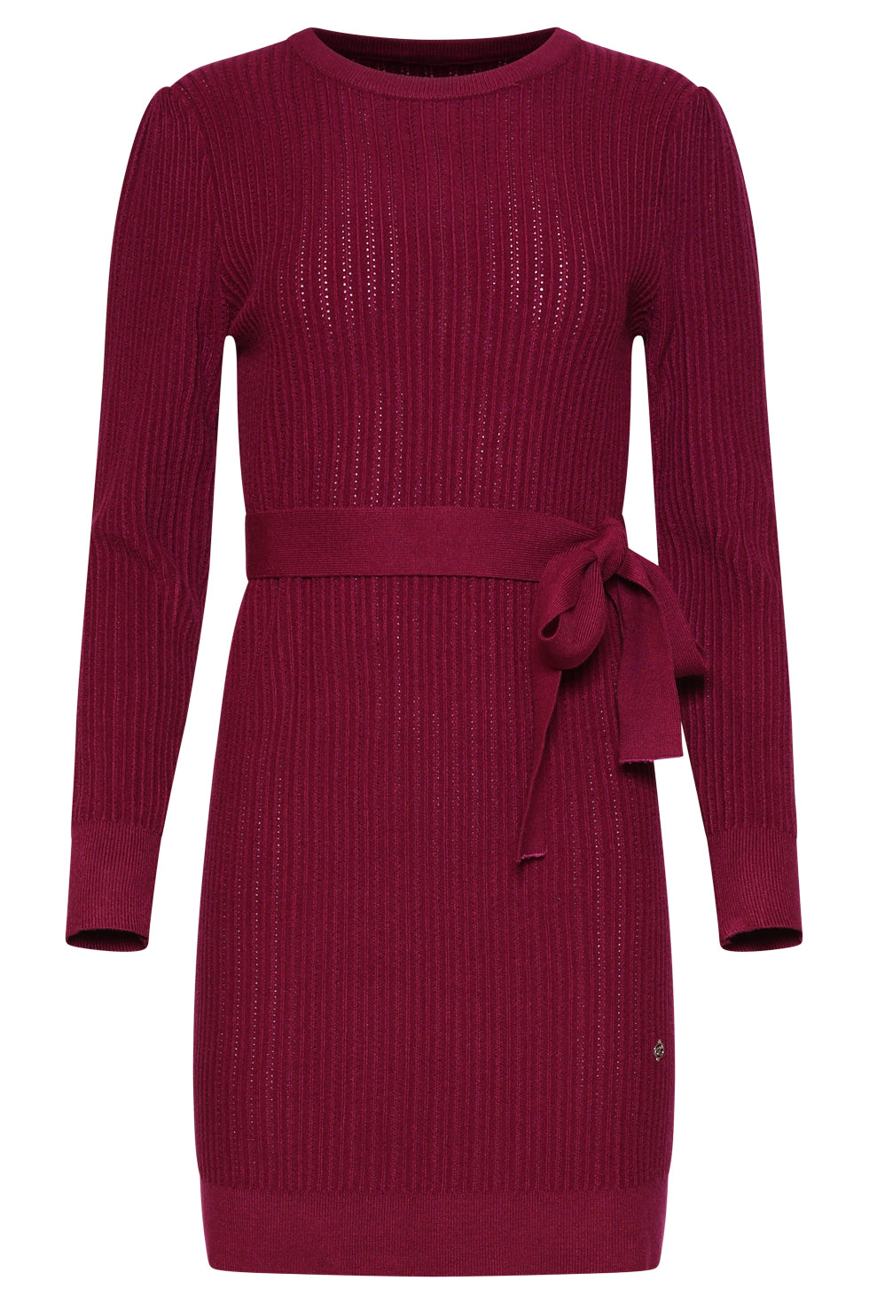 25746 – Gebreide Jurk Met Ceintuur | Aubergine