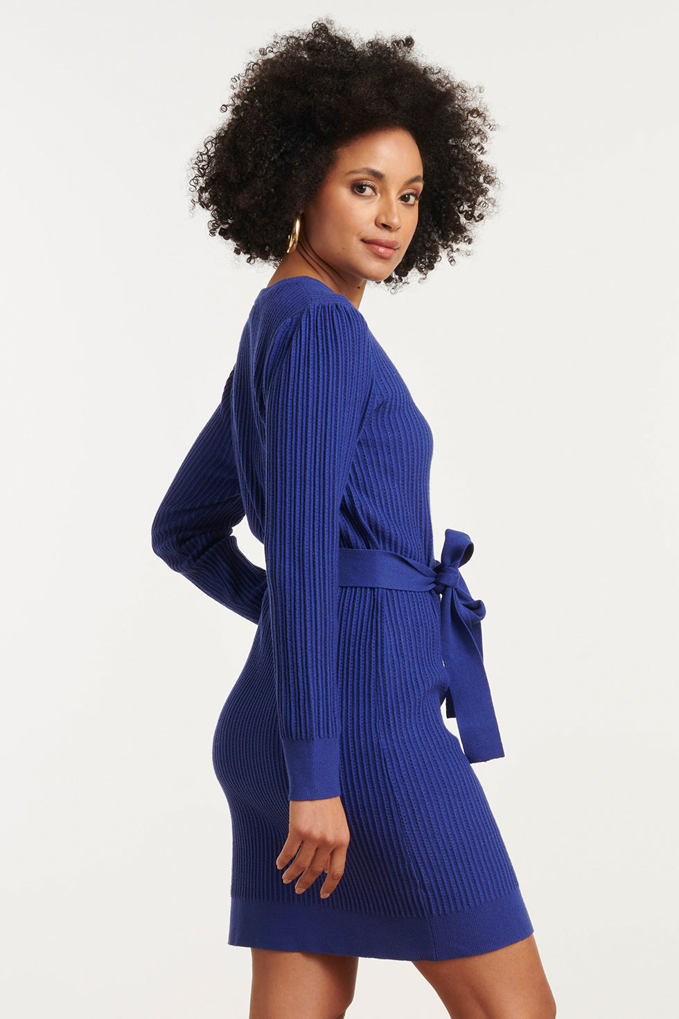 25746 – Gebreide Jurk Met Ceintuur | Navy