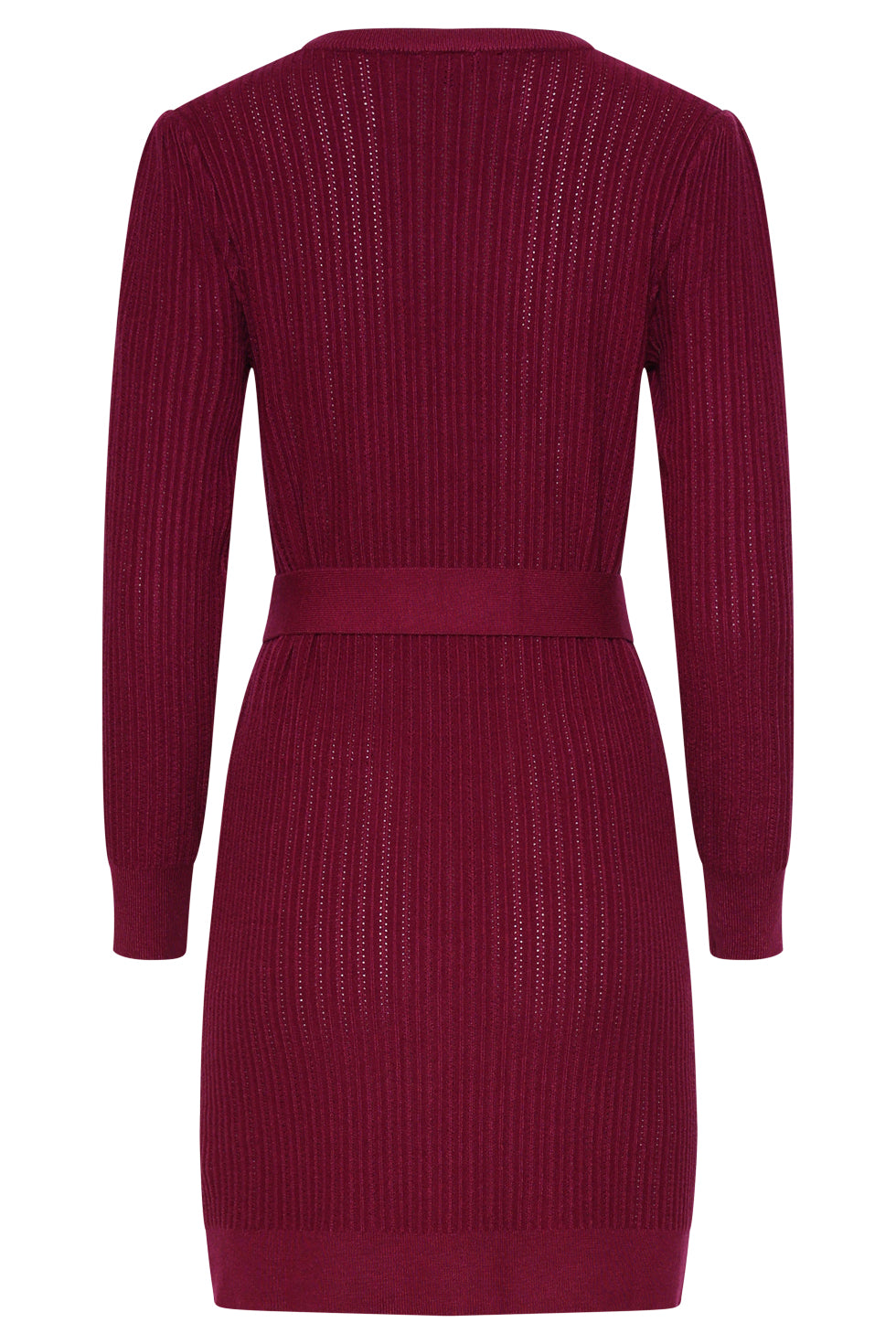 25746 – Gebreide Jurk Met Ceintuur | Aubergine