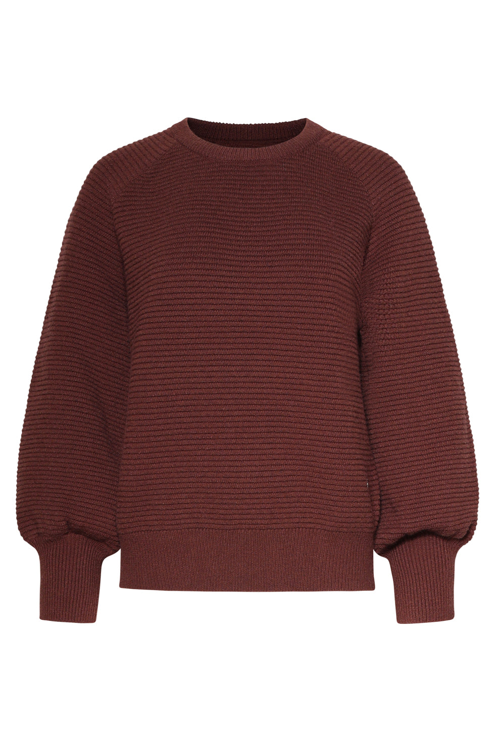 25747 – Gebreide Top Met Ballonmouwen | Brown