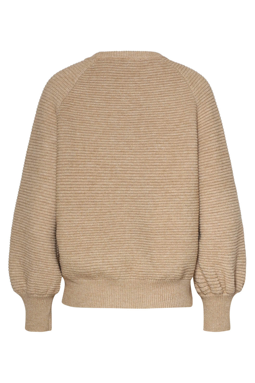 25747 – Gebreide Top Met Ballonmouwen | Sand
