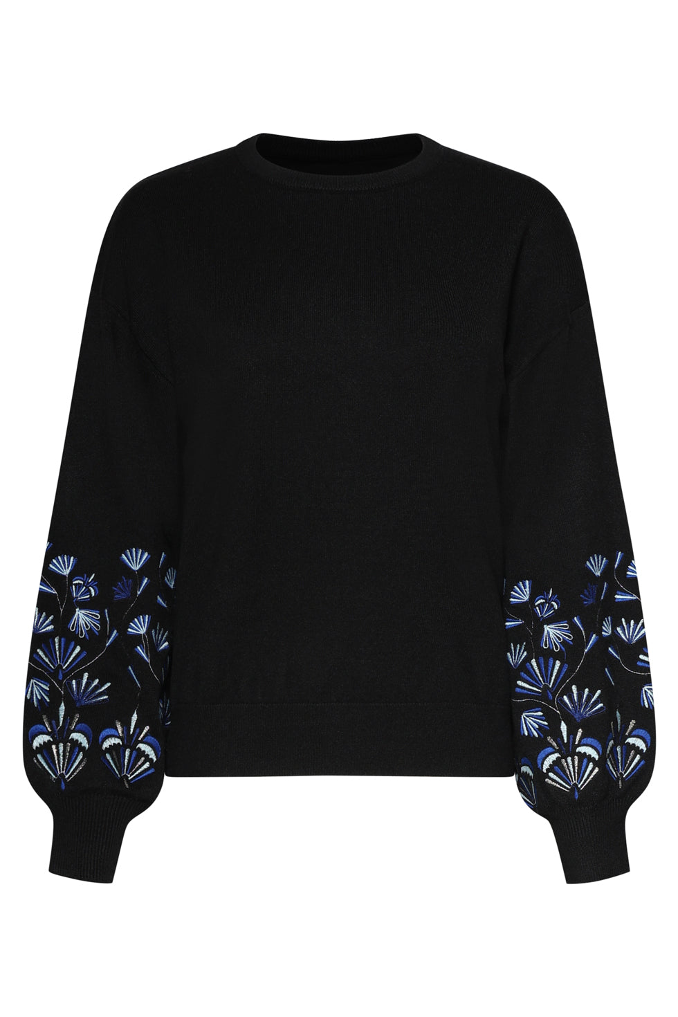 25750 – Smashed Lemon Gebreide top met geborduurd detail | Black - Muticolour