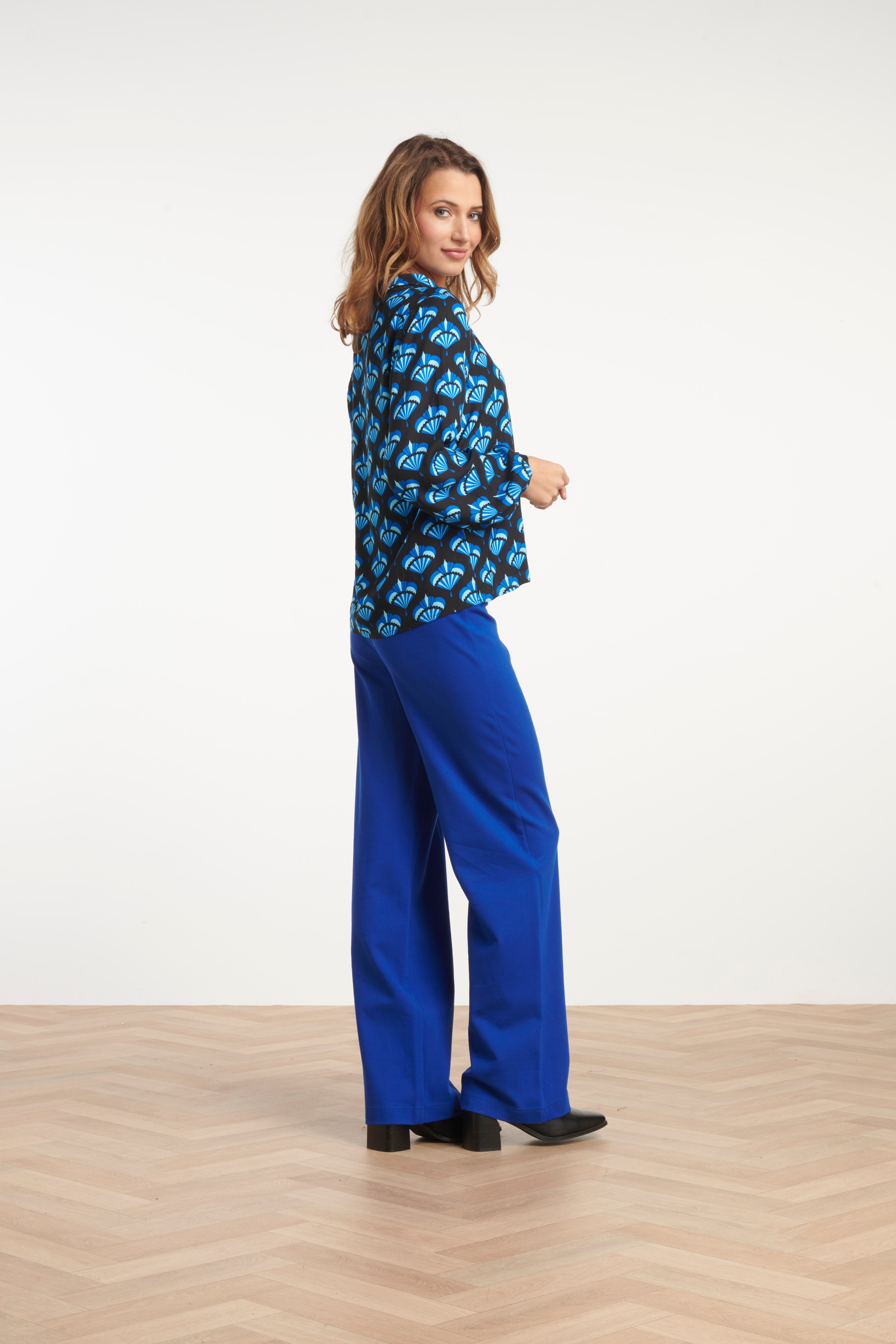 25751 – Soepele Broek Met Wijde Pijp | Cobalt