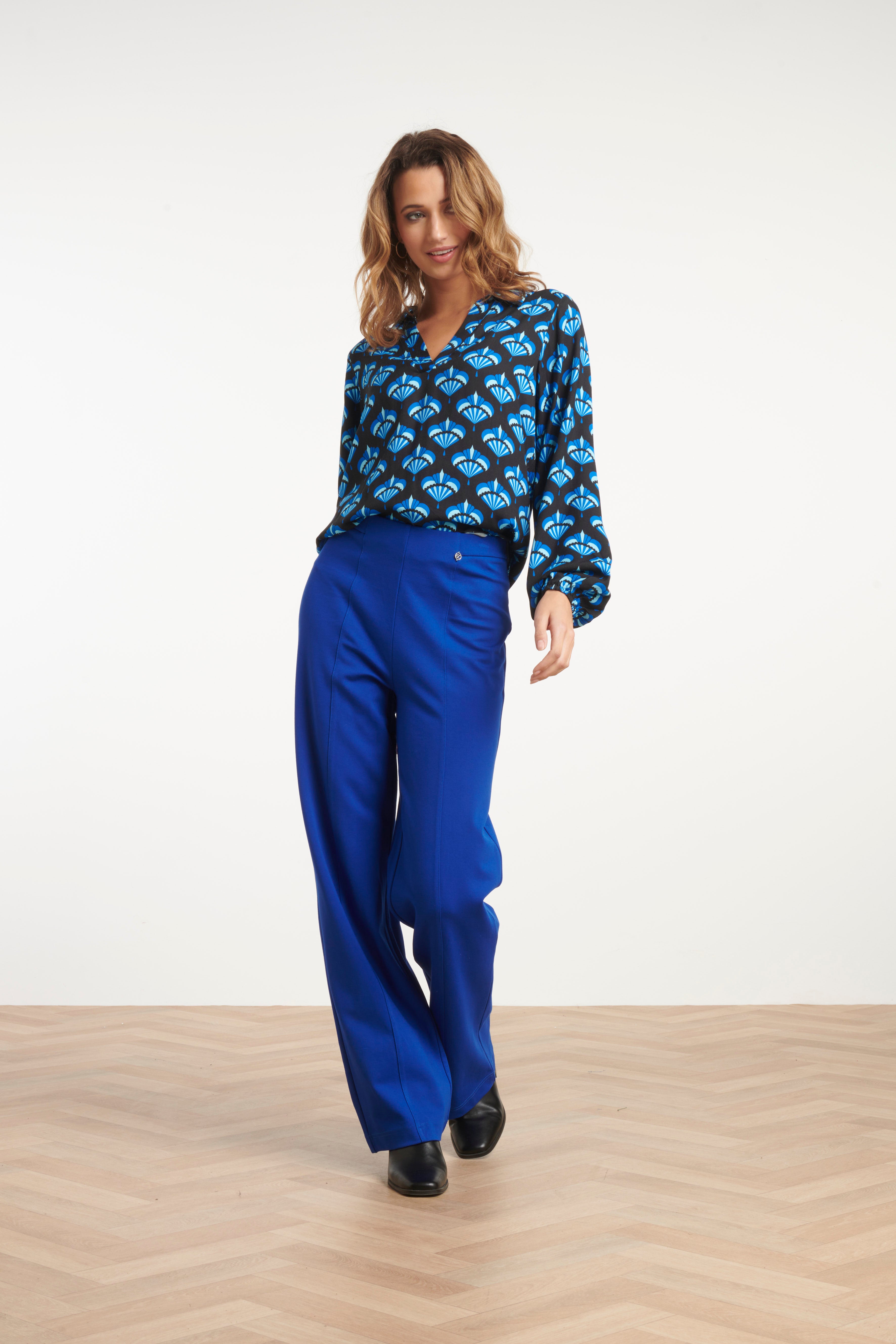 25751 – Soepele Broek Met Wijde Pijp | Cobalt