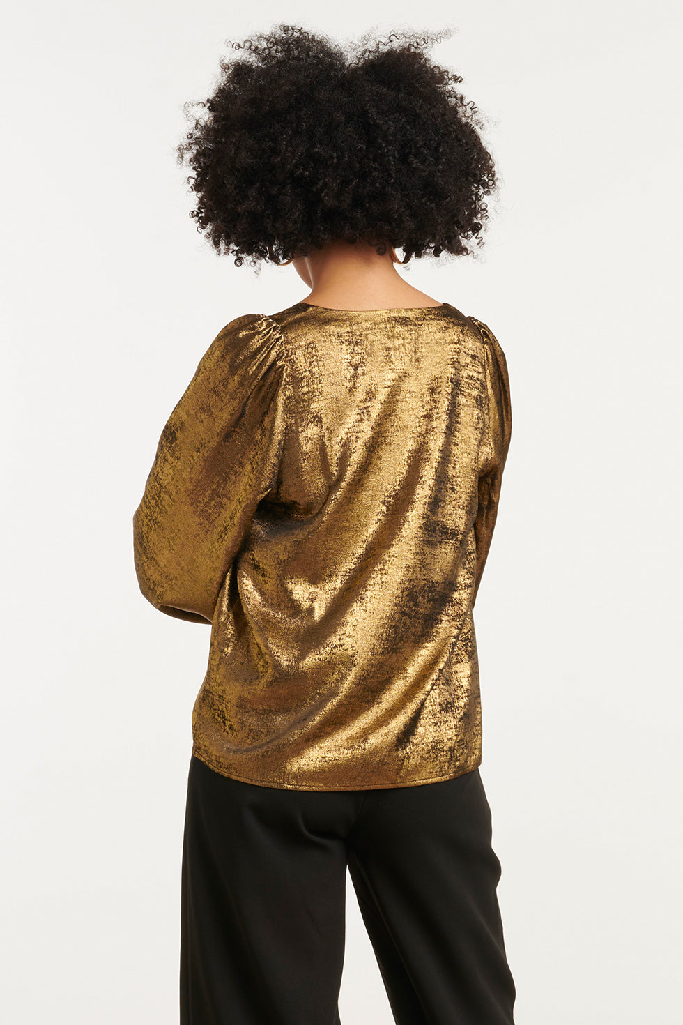 25754 – Smashed Lemon Glanzende top met losse fit | Gold