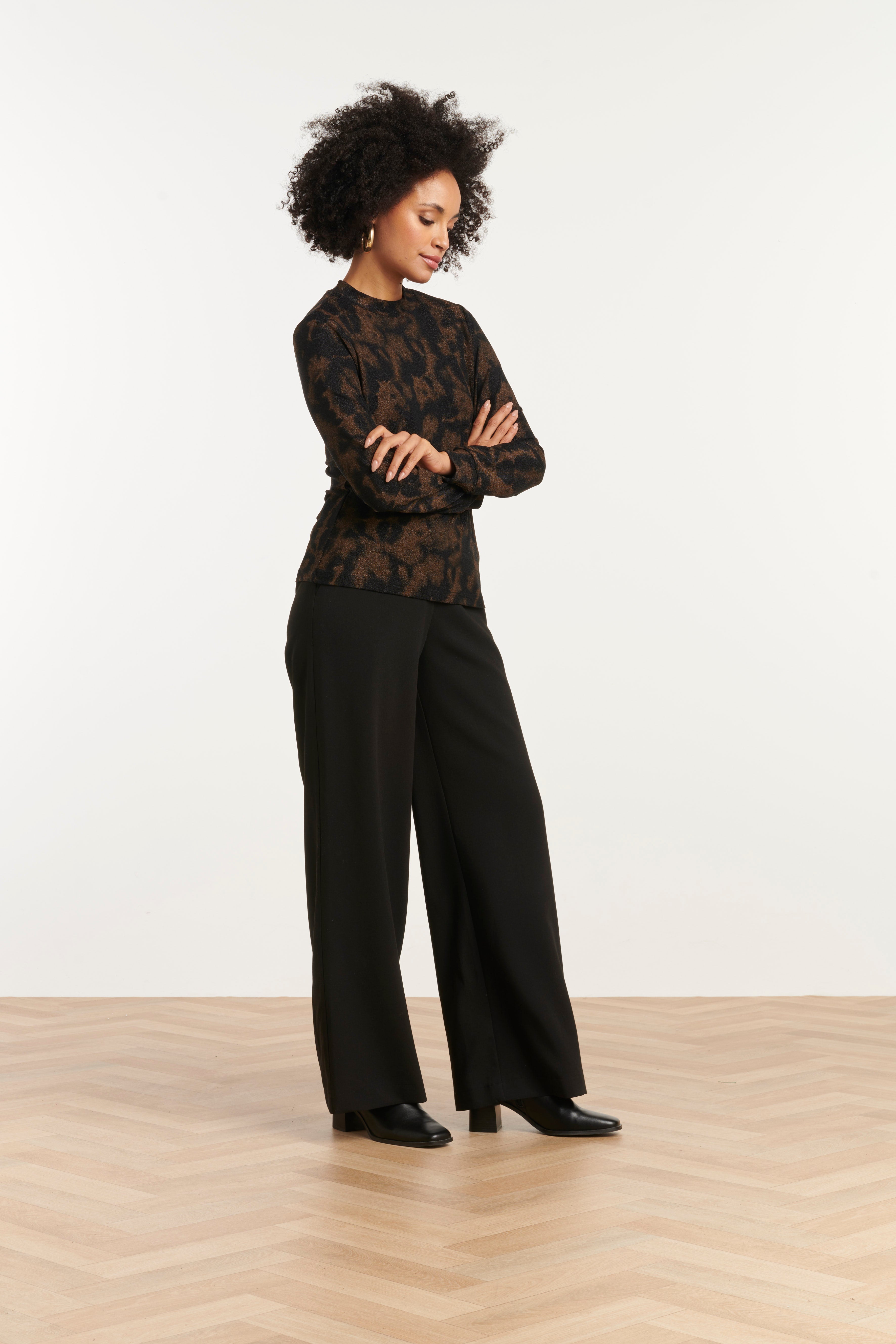 25759 – Pu Broek Met Rechte Pijp | Black