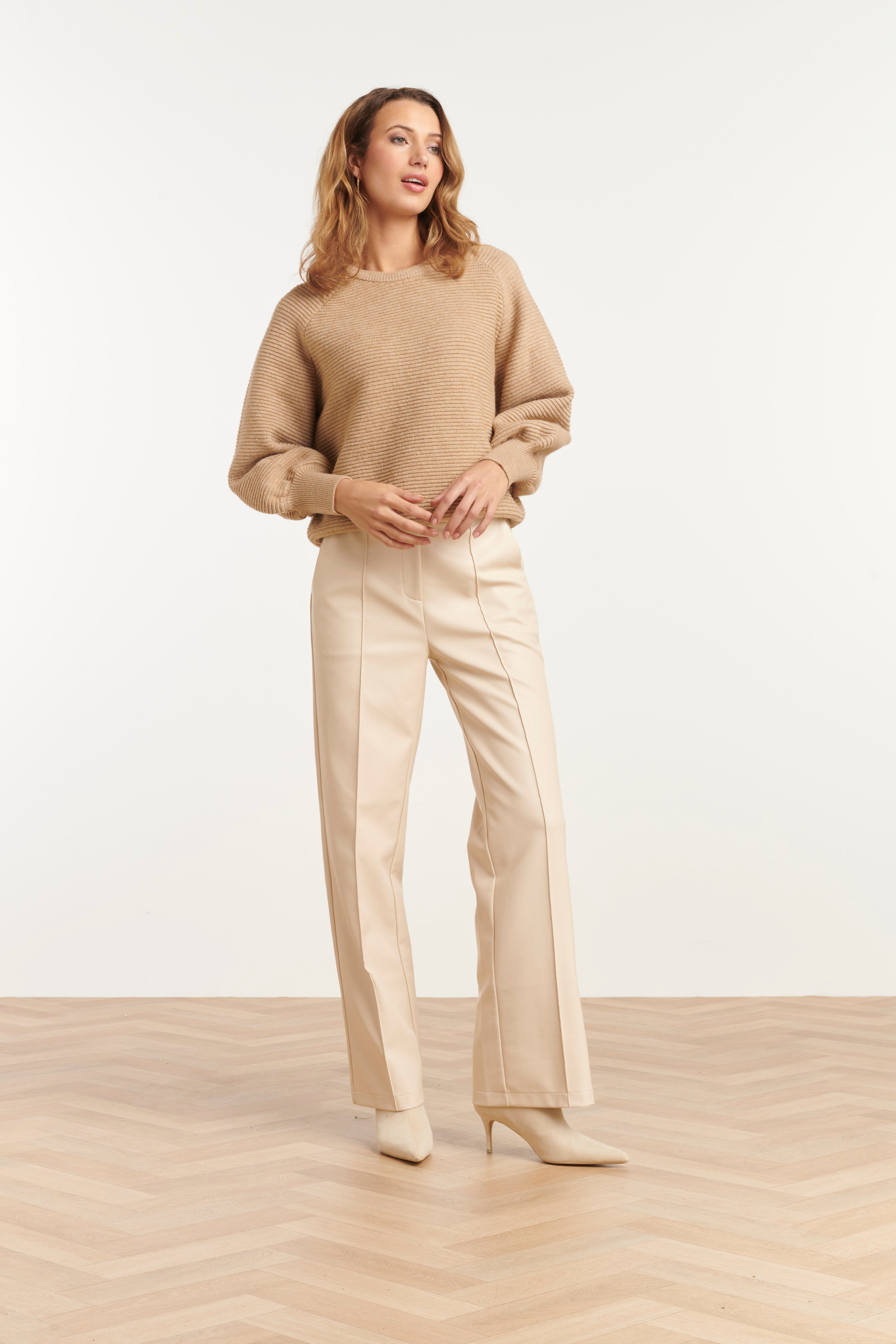 25760 – Pu Broek Met Metallic Finish | Off White