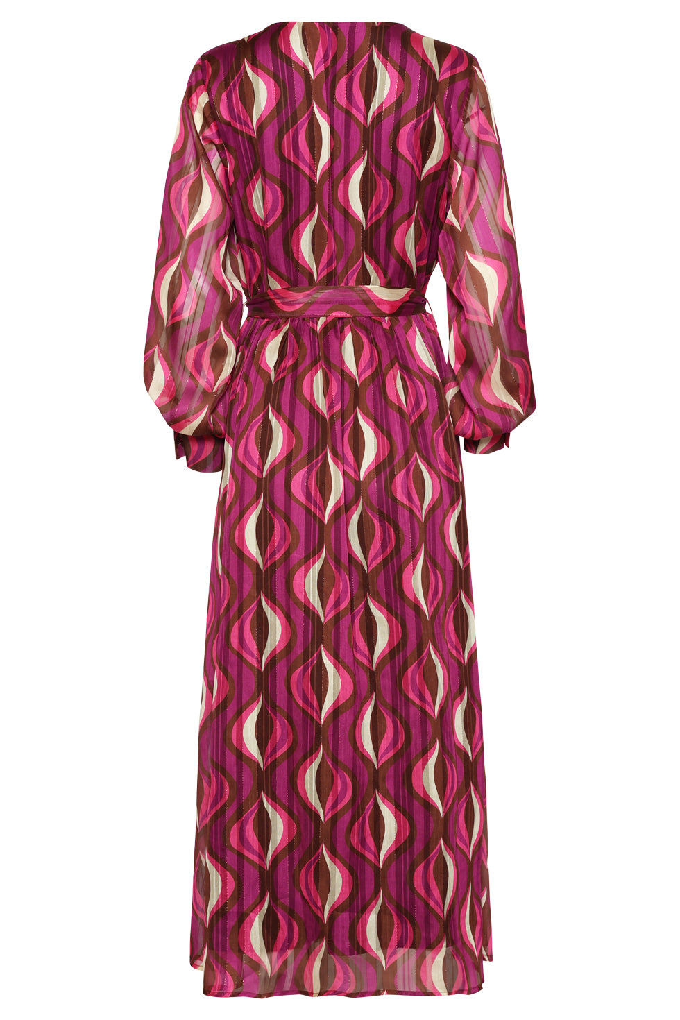 25773 – Chiffon Maxi Jurk Met Lurex Detail | Aubergine - Muticolour