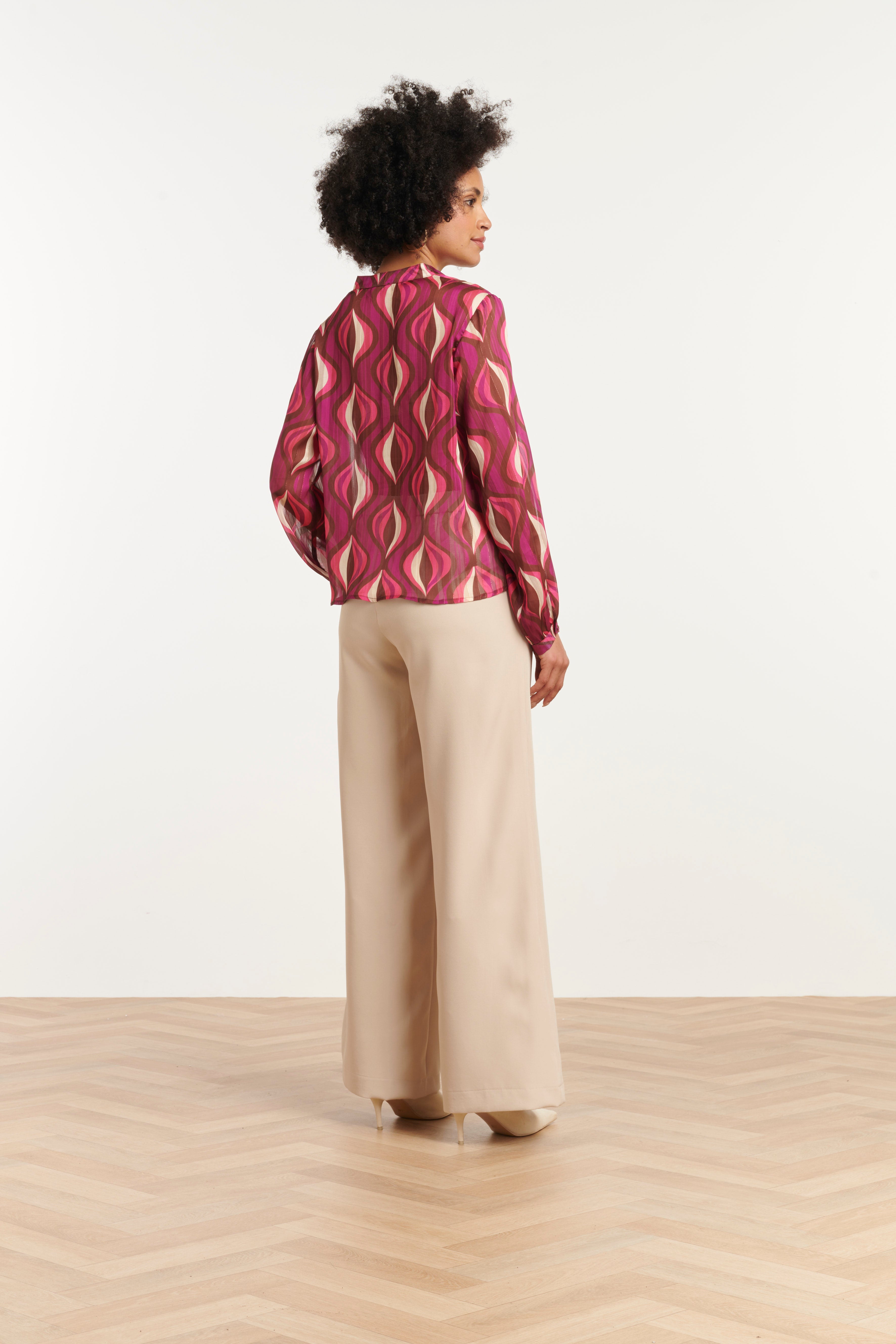 25774 – Chiffon Blouse Met Lurex Draad | Aubergine - Muticolour