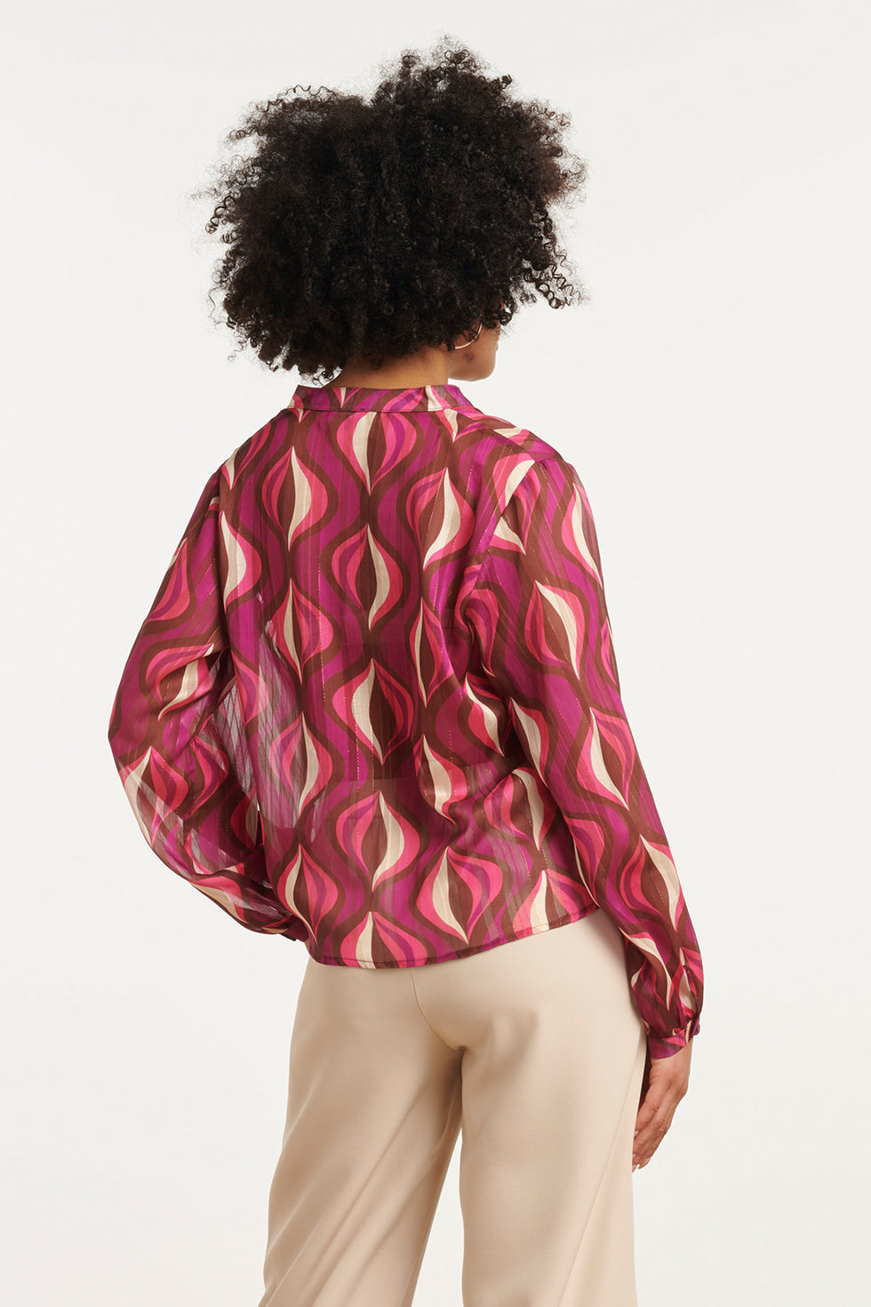 25774 – Chiffon Blouse Met Lurex Draad | Aubergine - Muticolour