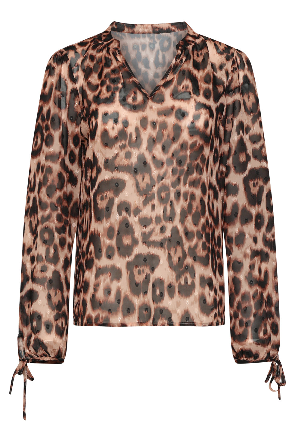 25777 – Top Met DierEnprint en Strikdetail | Black - Sand