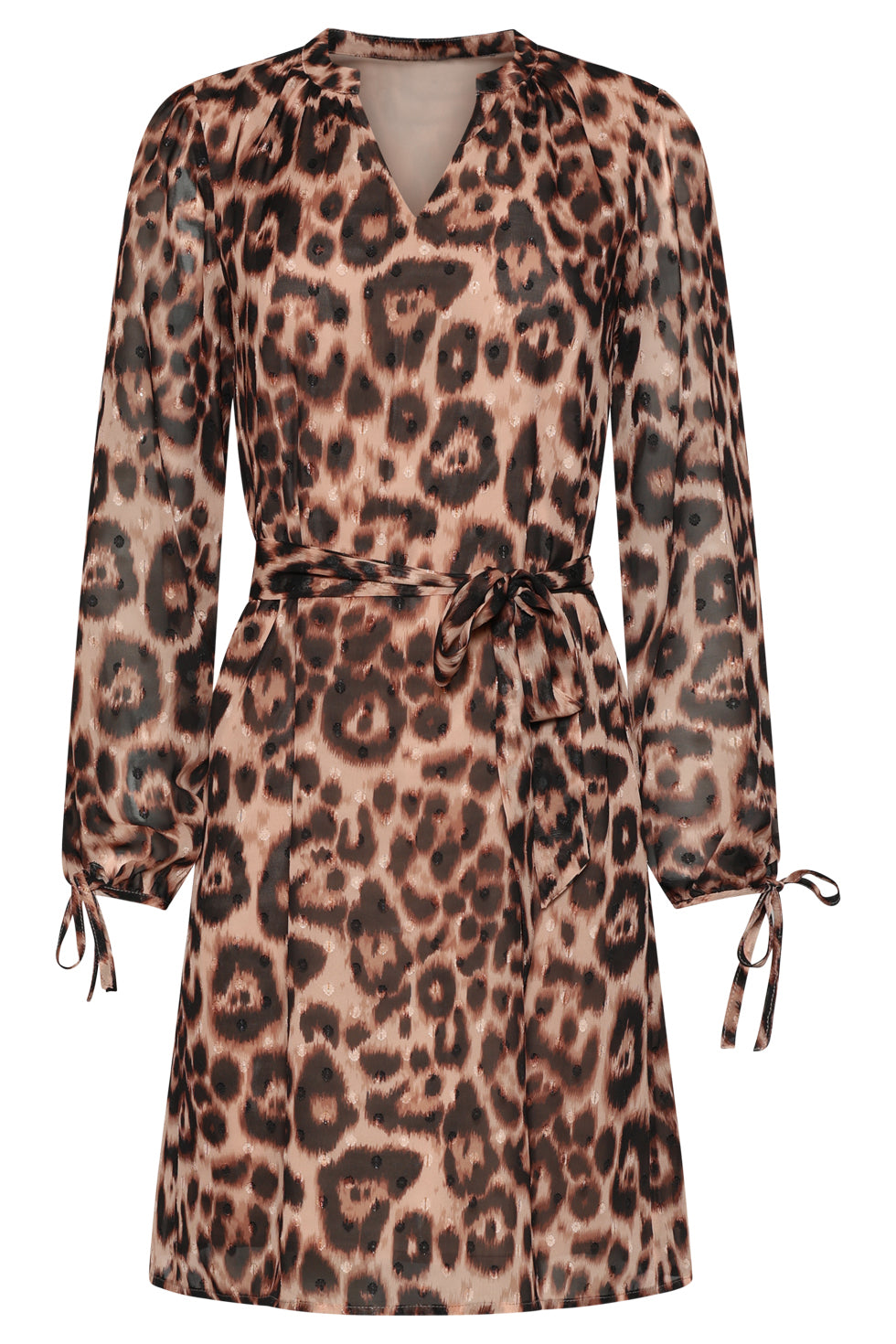 25778 – Jurk Met DierEnprint en Ceintuur | Black - Sand