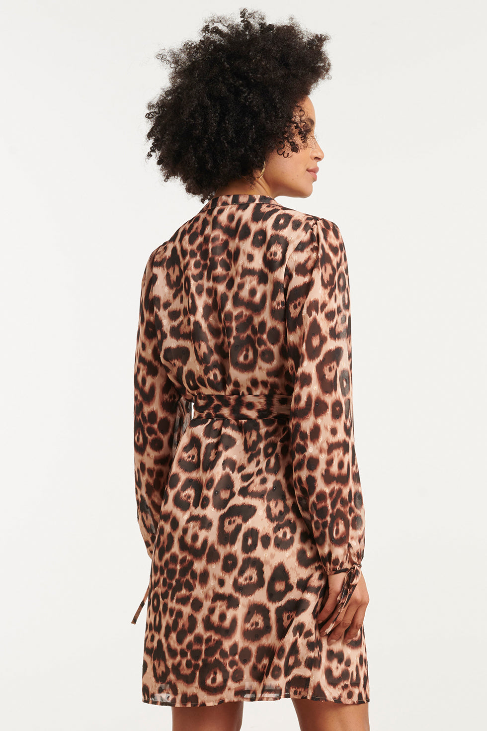 25778 – Jurk Met DierEnprint en Ceintuur | Black - Sand