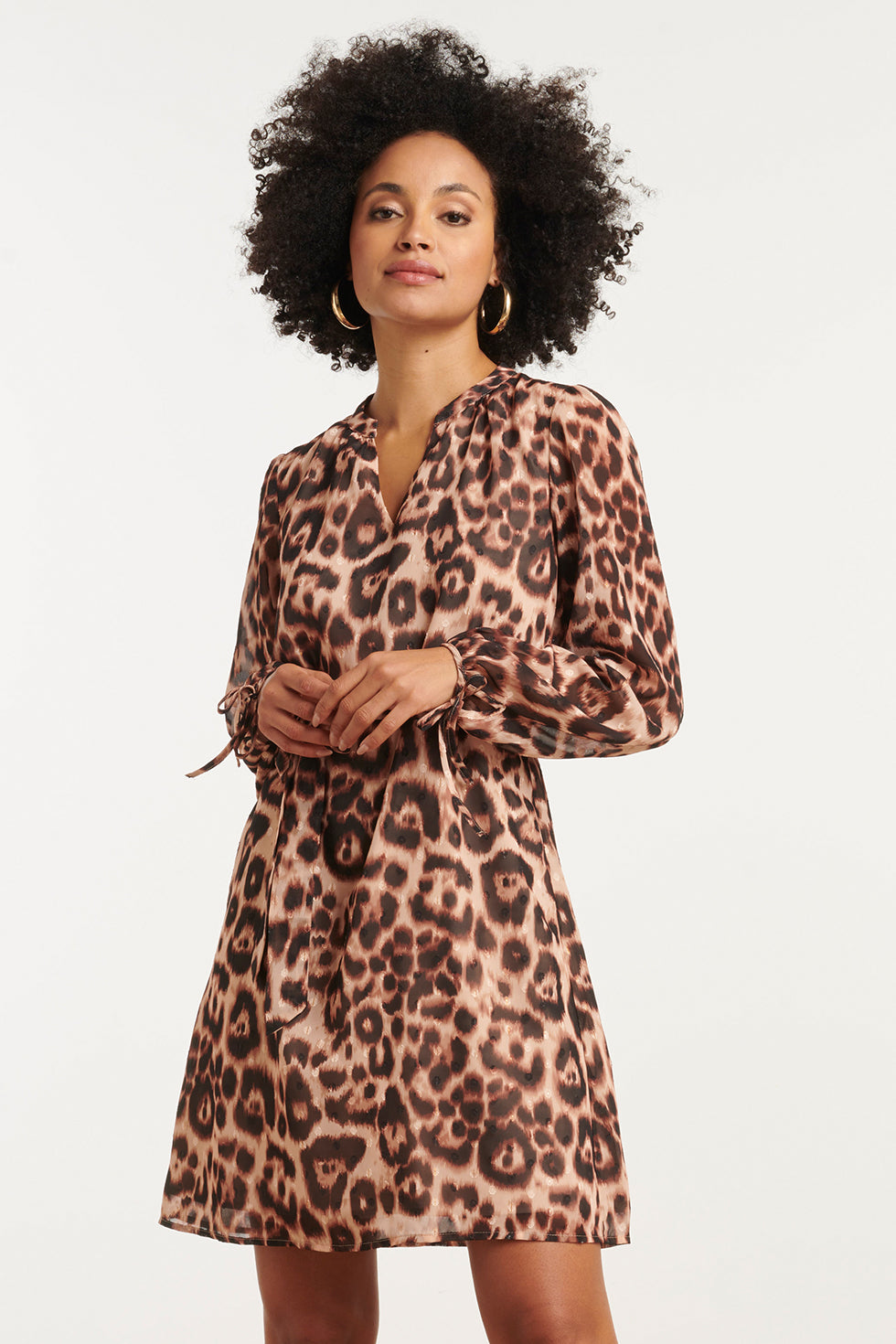 25778 – Jurk Met DierEnprint en Ceintuur | Black - Sand