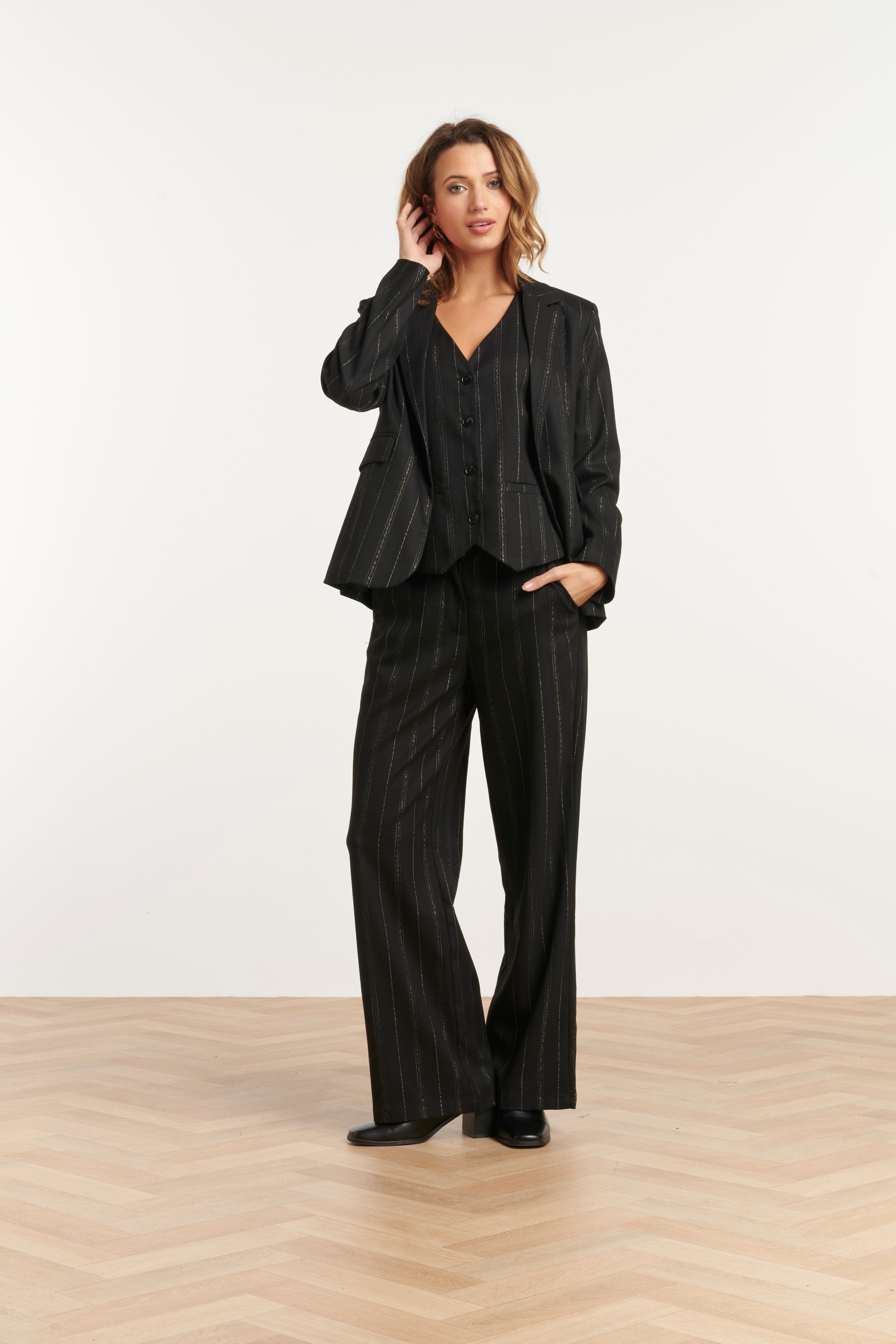 25779 – Broek Met Fijn Streepdessin | Black