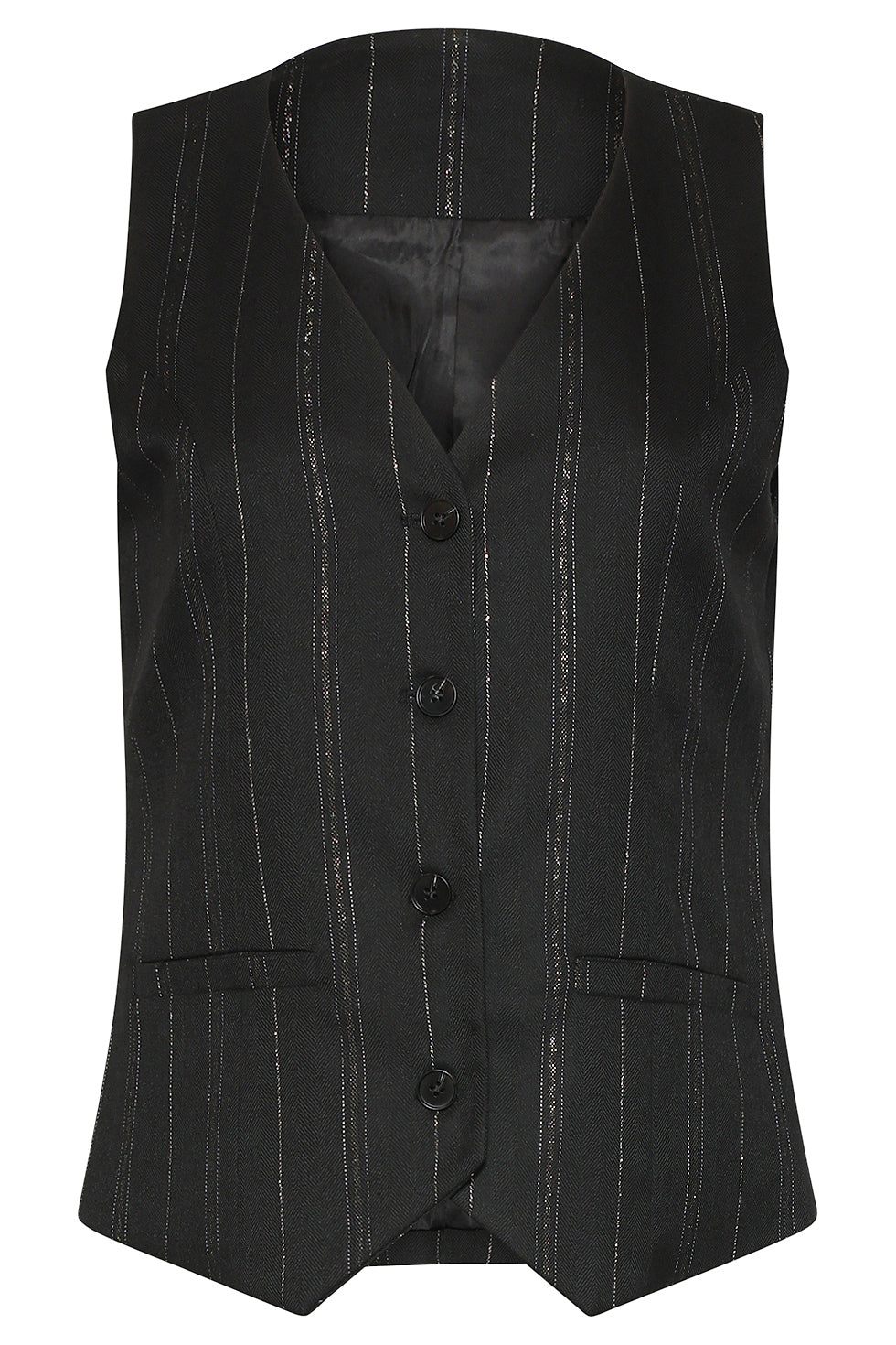 25781 – Smashed Lemon Gilet met fijn streepdessin | Black