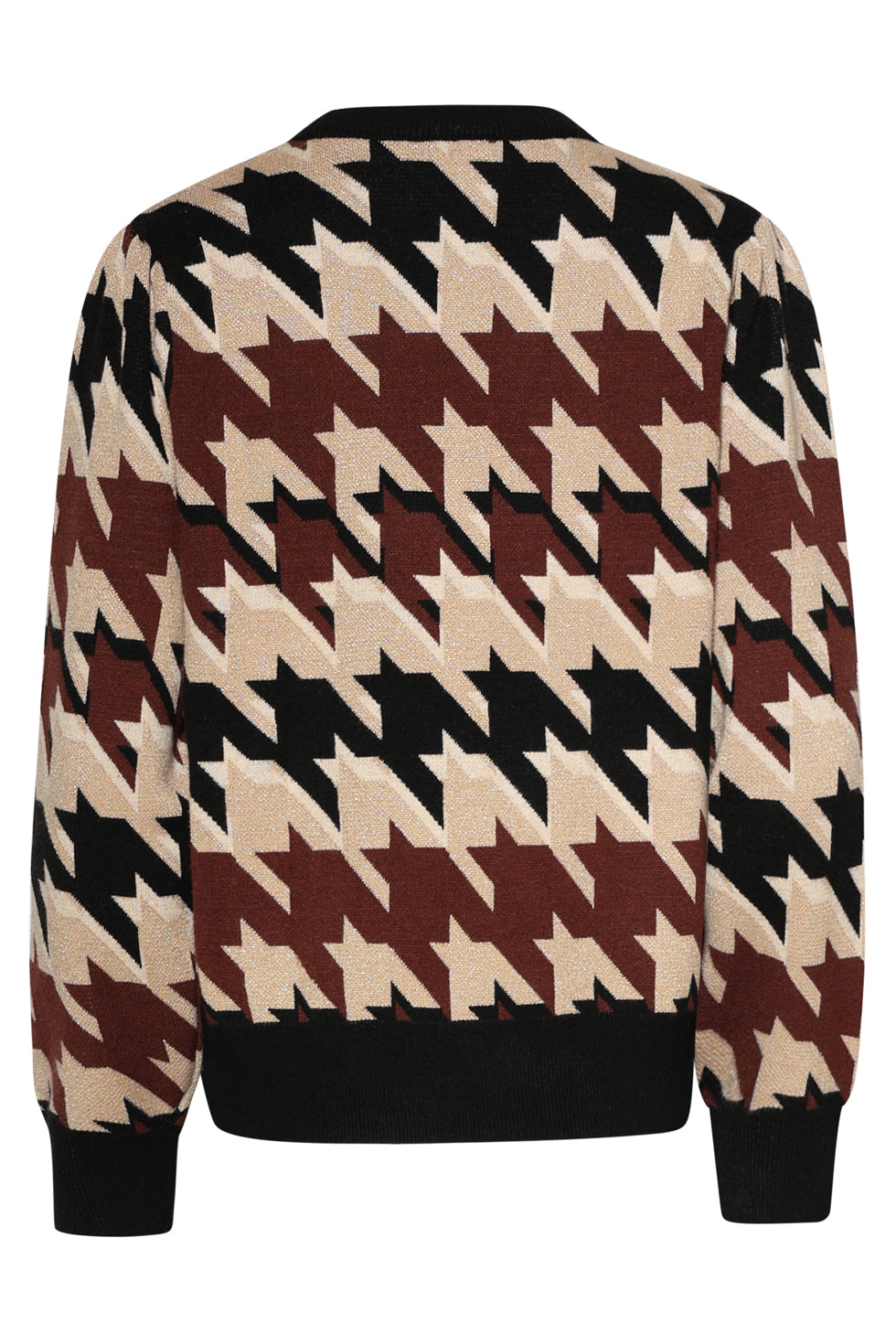 25787 – Knit Top Met Pied-De-Poule Motief | Sand - Muticolour