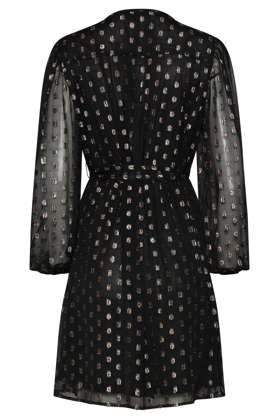 25790 – Chiffon Jurk Met Lurex Stippen In Black-Gold | Black - Gold