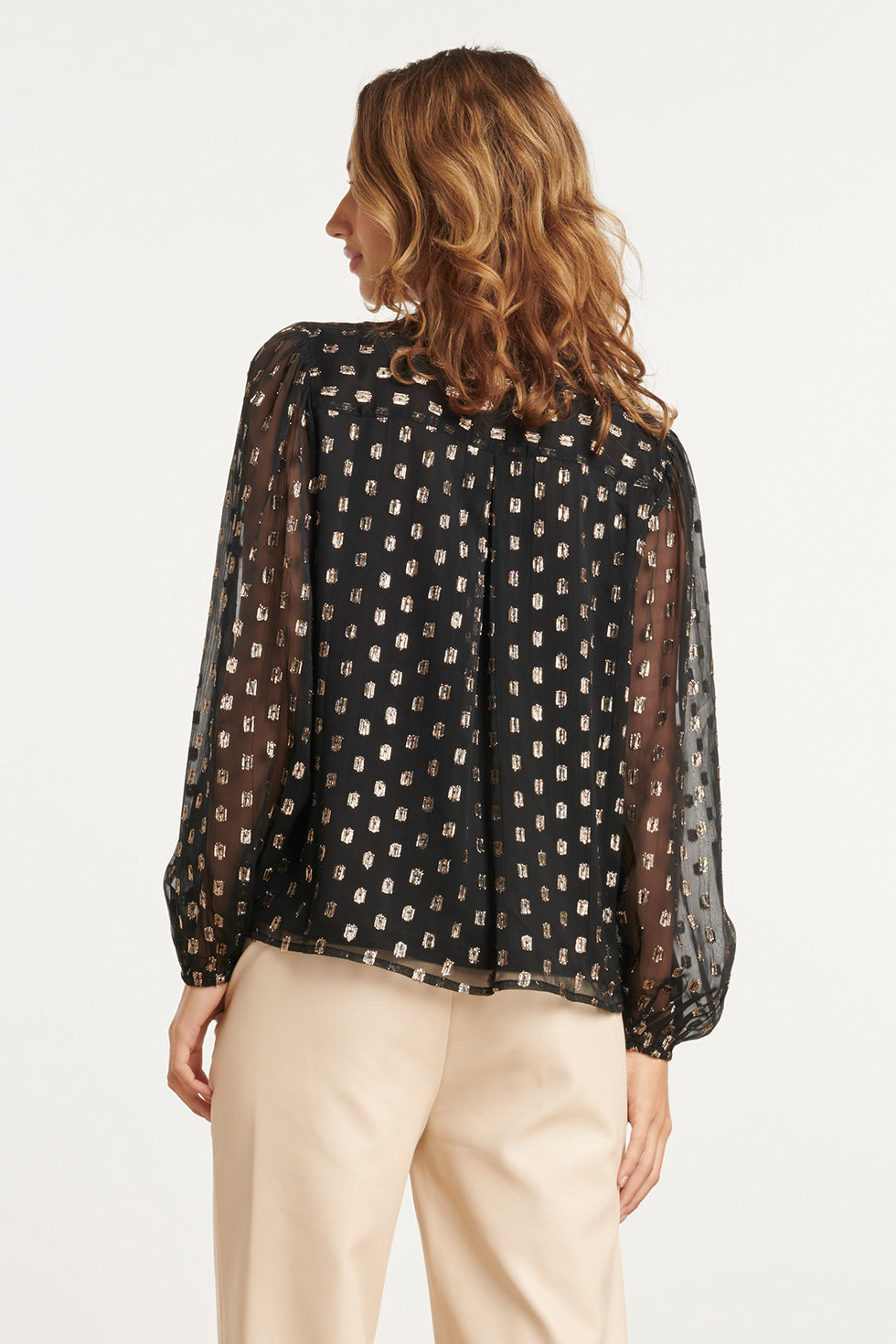 25791 – Smashed Lemon Top met lurex stippen in black-gold | Black - Gold