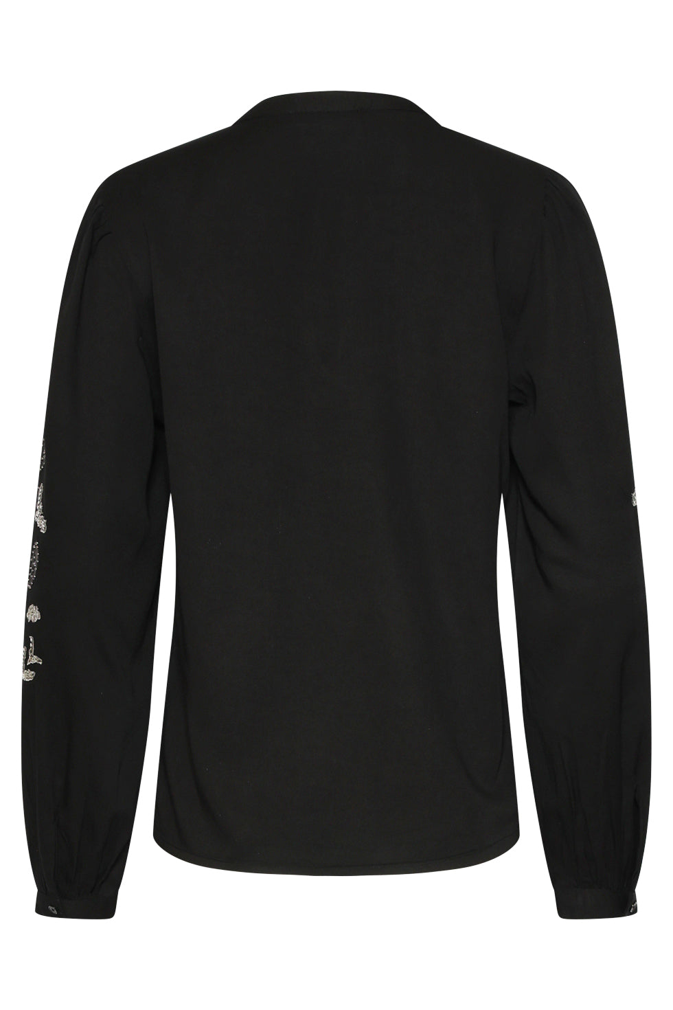 25795 – Top Met Handgeborduurde Mouwen | Black - Silver