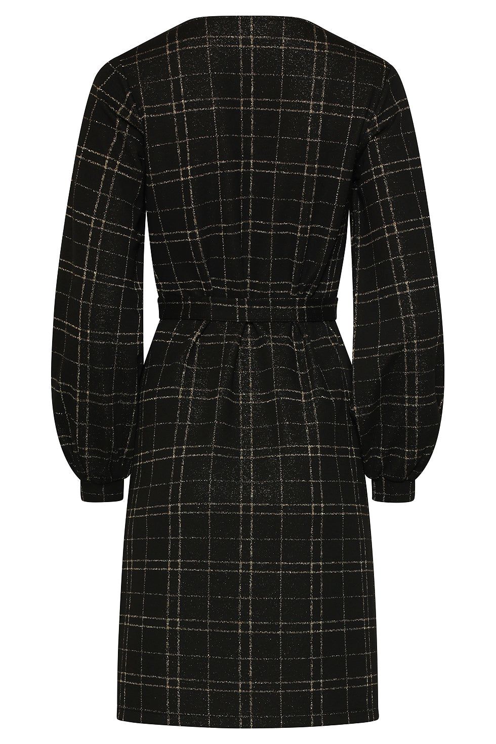 25799 – Jacquard Jurk Met Lurex En Ceintuur | Black - Gold