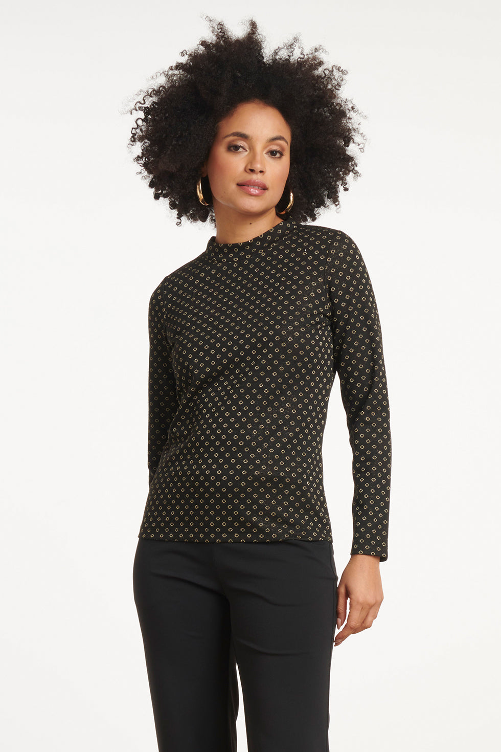 25801 – Jacquard Top Met Lurex In Black-Gold | Black - Gold