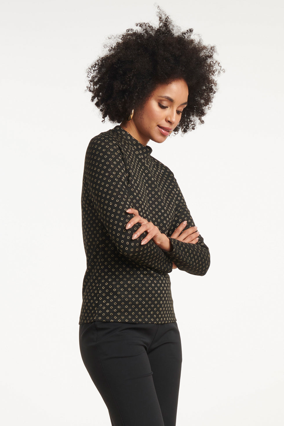 25801 – Smashed Lemon Jacquard top met lurex in black-gold | Black - Gold