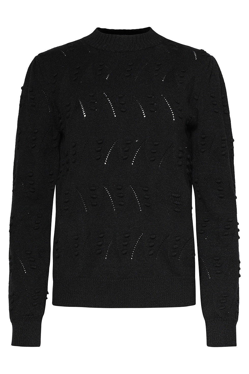 25810 – Made In Italy Gebreide Trui Met Bolletjesstructuur | Black