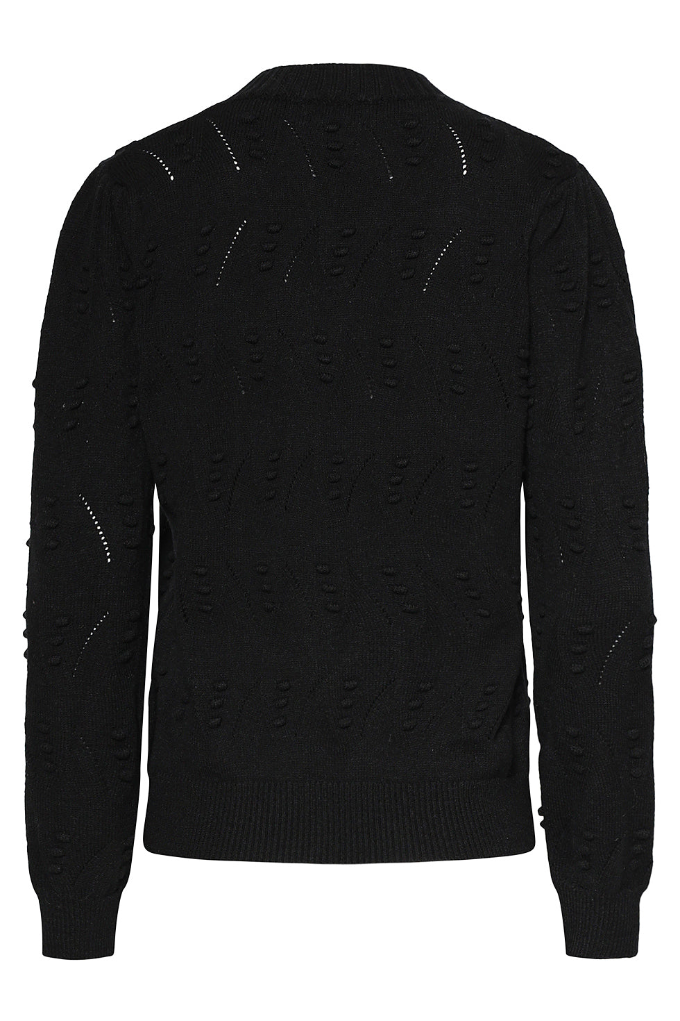 25810 – Made In Italy Gebreide Trui Met Bolletjesstructuur | Black