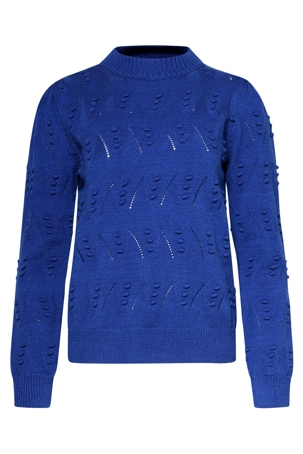 25810 – Made In Italy Gebreide Trui Met Bolletjesstructuur | Cobalt