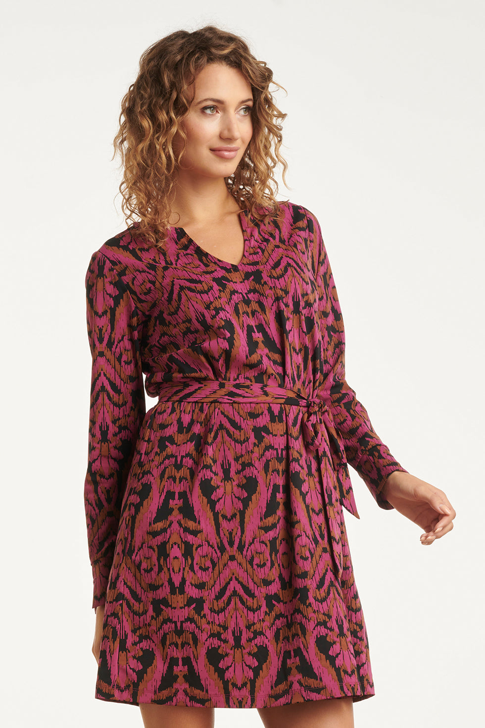 25817 – Travel Jurk Met Print | Aubergine - Muticolour
