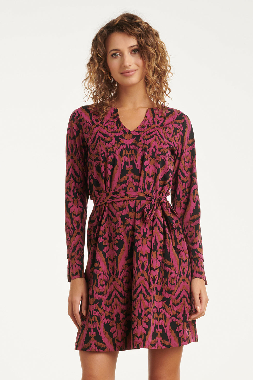 25817 – Travel Jurk Met Print | Aubergine - Muticolour
