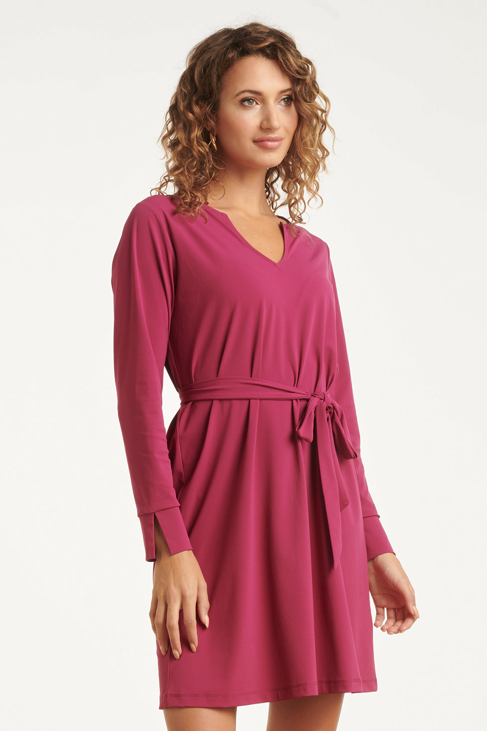 25818 – Travel Jurk Met Ceintuur | Aubergine